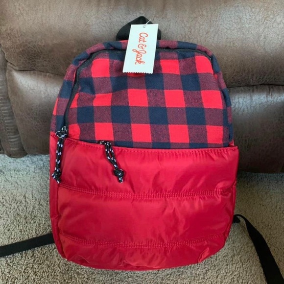 Cat & Jack Quilted Fleece Red Backpack 14 in NWT - Picture 4 of 8